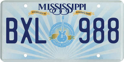 MS license plate BXL988