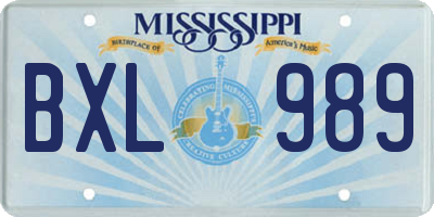MS license plate BXL989