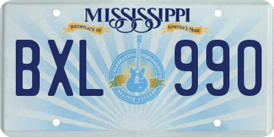 MS license plate BXL990