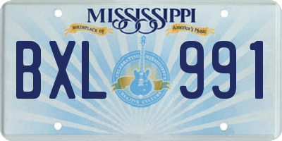 MS license plate BXL991