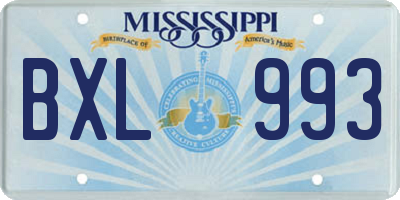 MS license plate BXL993