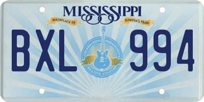 MS license plate BXL994