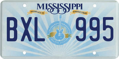 MS license plate BXL995
