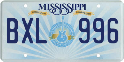 MS license plate BXL996