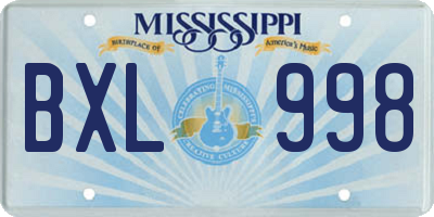 MS license plate BXL998