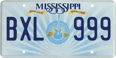 MS license plate BXL999
