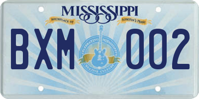 MS license plate BXM002