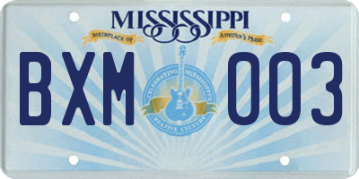 MS license plate BXM003