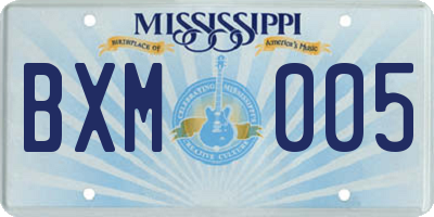 MS license plate BXM005