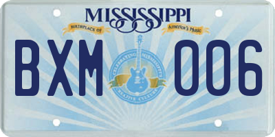 MS license plate BXM006