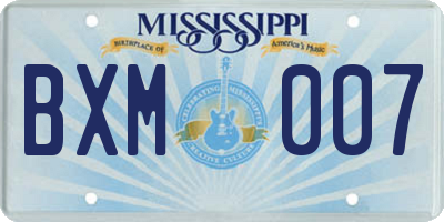 MS license plate BXM007