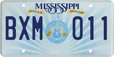 MS license plate BXM011