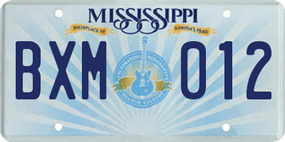 MS license plate BXM012