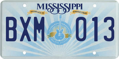 MS license plate BXM013