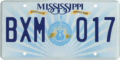 MS license plate BXM017