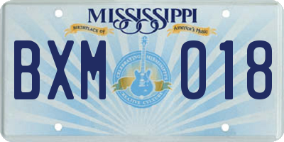 MS license plate BXM018