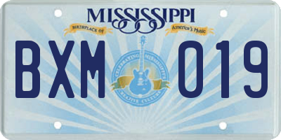 MS license plate BXM019