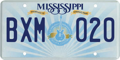 MS license plate BXM020