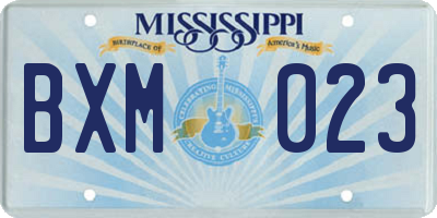 MS license plate BXM023