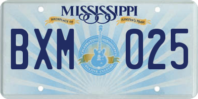 MS license plate BXM025
