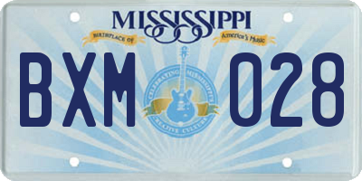 MS license plate BXM028
