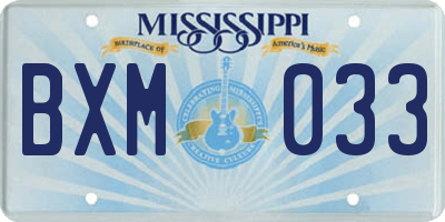 MS license plate BXM033