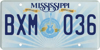 MS license plate BXM036