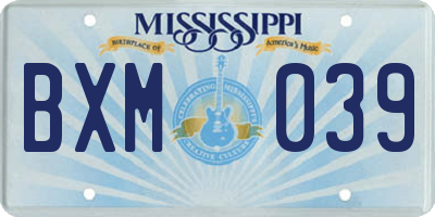 MS license plate BXM039