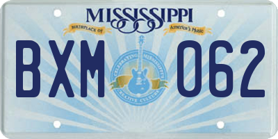 MS license plate BXM062