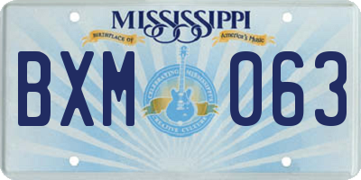 MS license plate BXM063