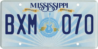 MS license plate BXM070