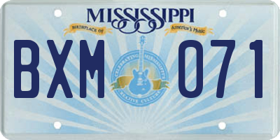 MS license plate BXM071