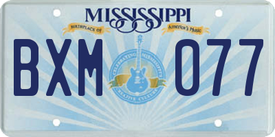 MS license plate BXM077