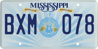 MS license plate BXM078