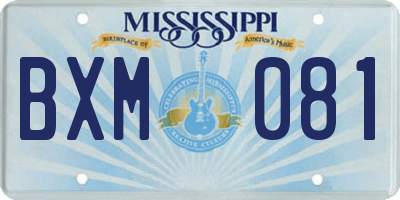 MS license plate BXM081