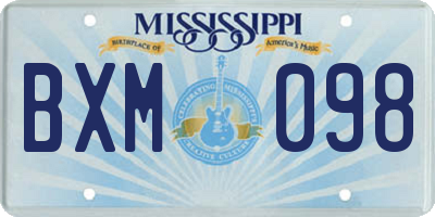 MS license plate BXM098