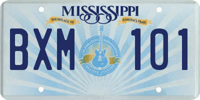 MS license plate BXM101