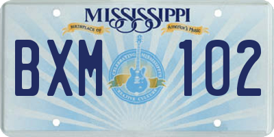 MS license plate BXM102