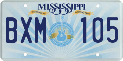 MS license plate BXM105