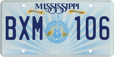 MS license plate BXM106
