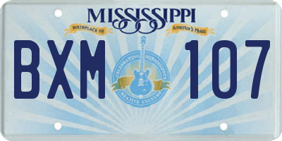MS license plate BXM107