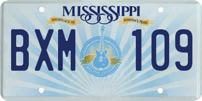 MS license plate BXM109