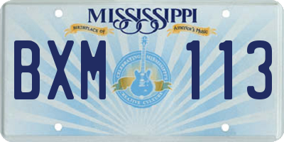 MS license plate BXM113