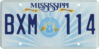 MS license plate BXM114