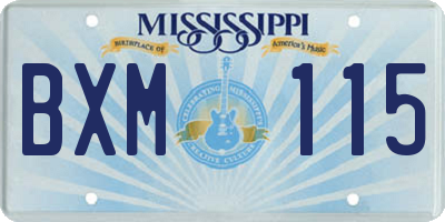 MS license plate BXM115