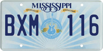 MS license plate BXM116