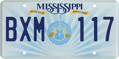 MS license plate BXM117