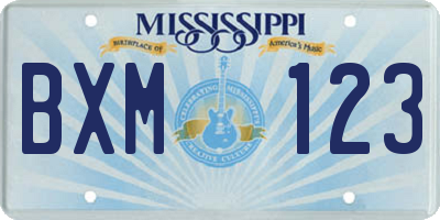 MS license plate BXM123