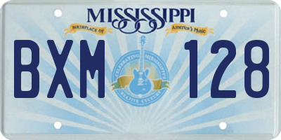 MS license plate BXM128