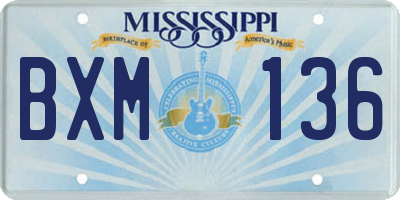 MS license plate BXM136